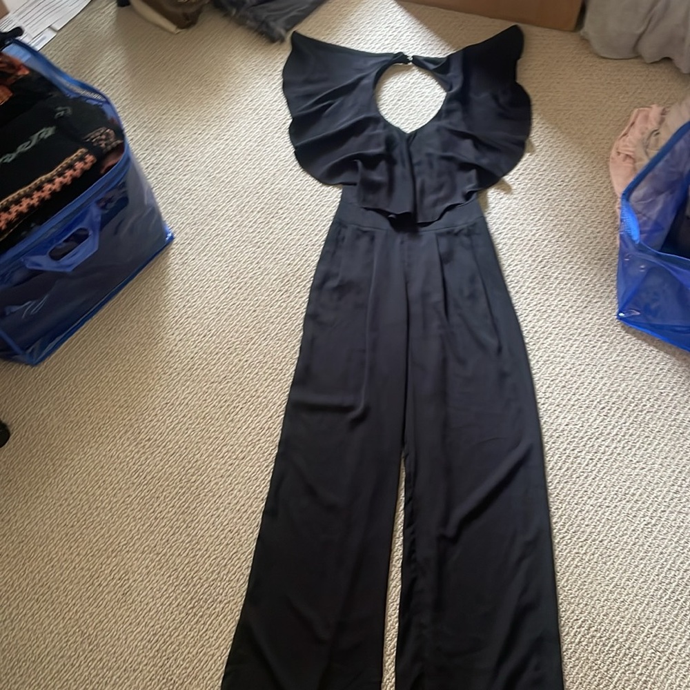 Ark & Co. Black Ruffle Backless Back Jumpsuit - Picture 2 of 13